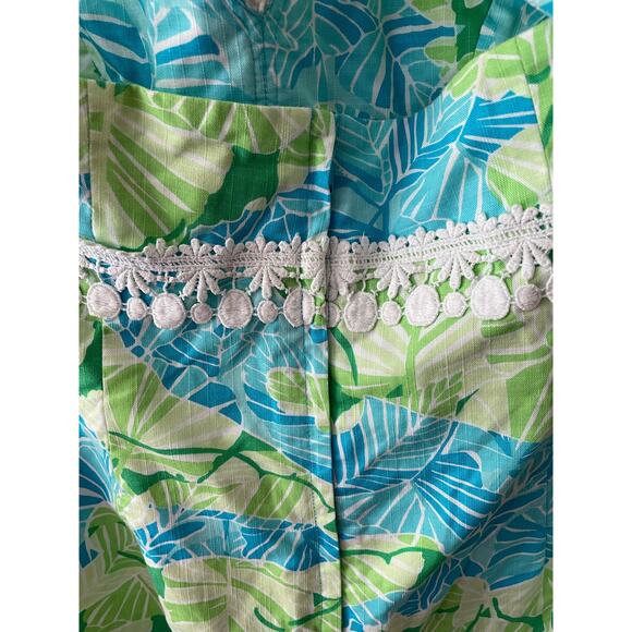 Lilly Pulitzer Pink Label Size 2 Blue & Green Leaf Halter Dress - Picture 5 of 12